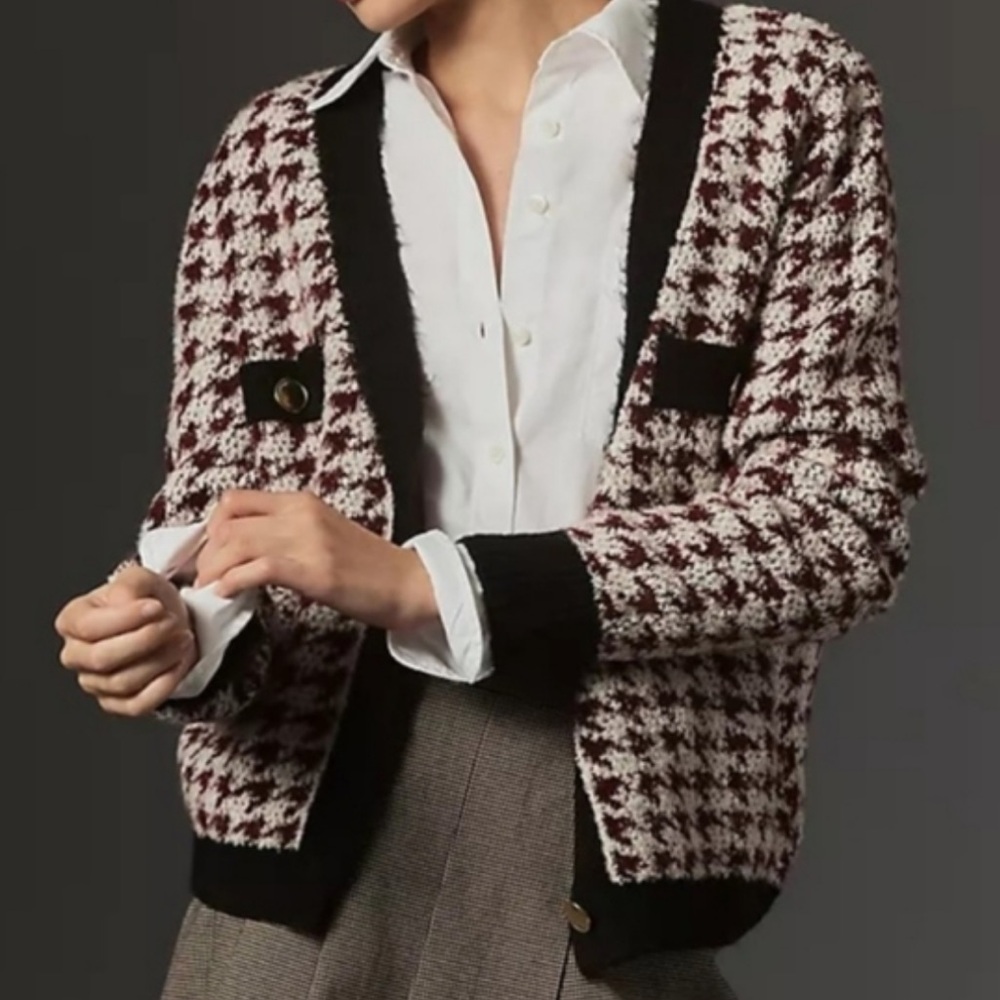Anthropologie Maeve houndstooth cardigan
